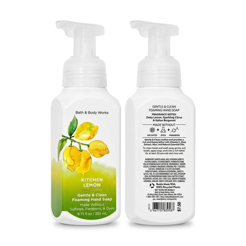Bath & Body Works Kitchen Lemon Gentle & Clean Foaming Hand Soap 8.75oz Citrus‎